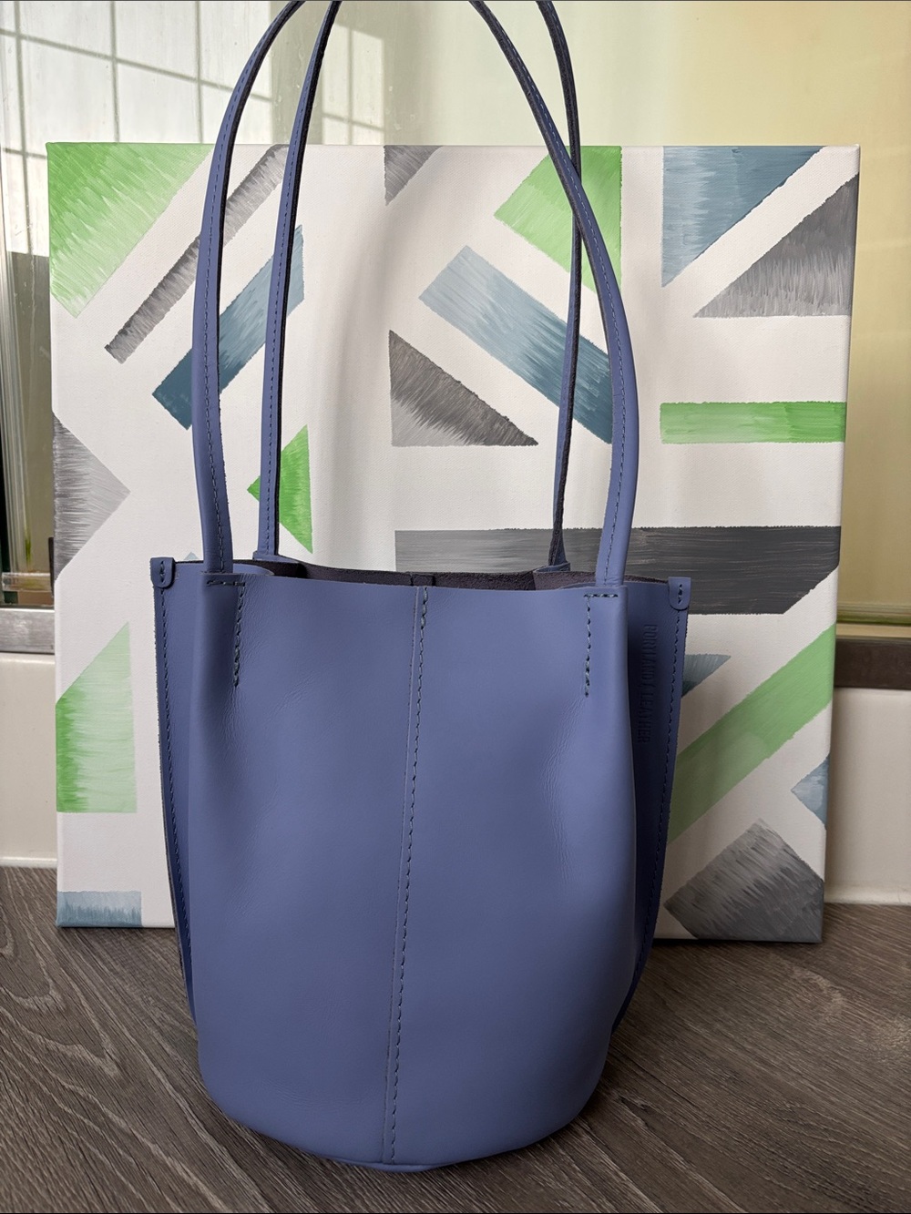 NWOT Portland Leather Goods Devan Bucket Tote in Jacaranda